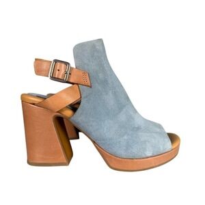 Kork Ease Open Toe Block Heel Booties Peep Toe Leather‎ Ankle Strap Size 7 NEW